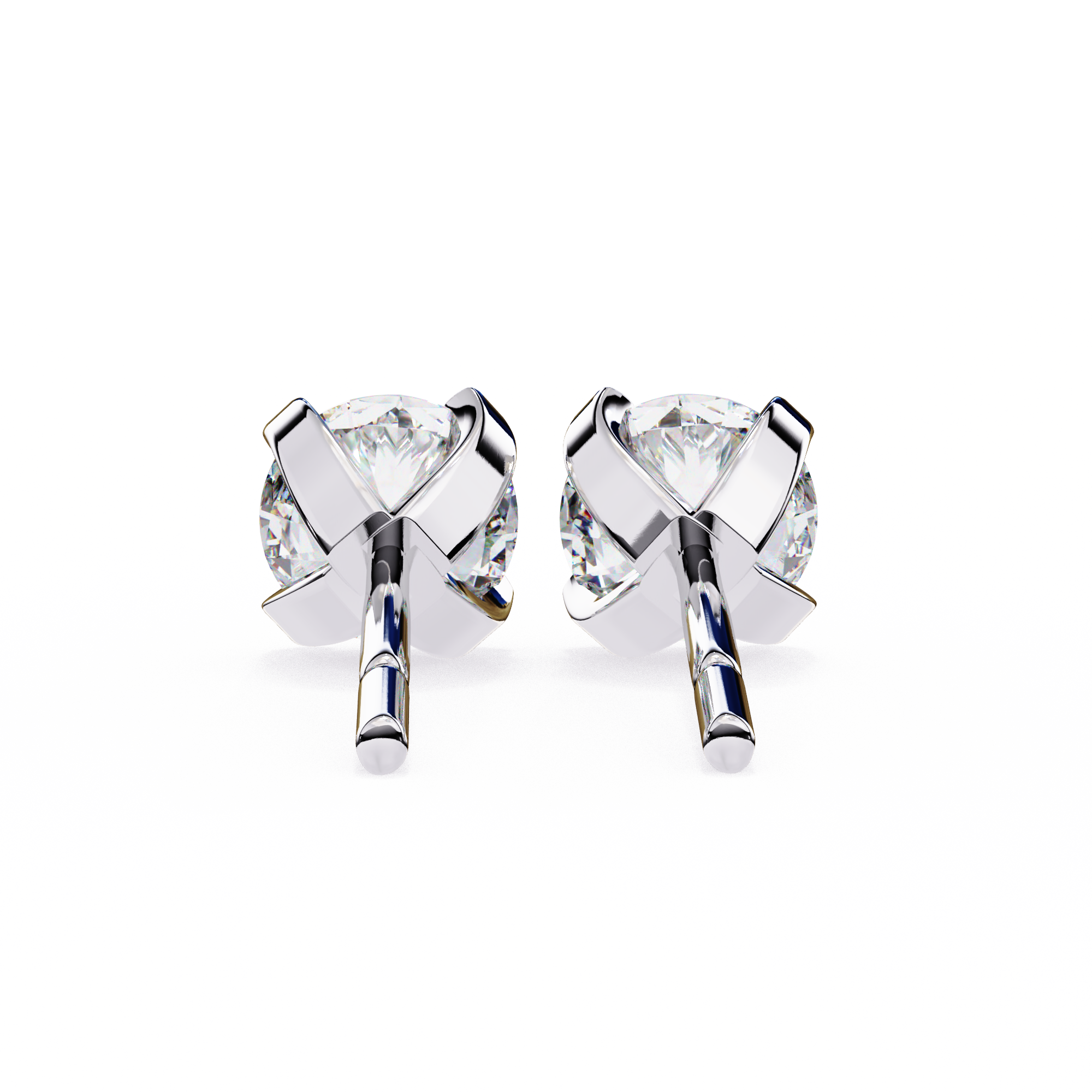 Solitairekart 2.57ct Round Brilliant-Cut Natural Diamond Stud Earrings-H Color, VS1 Clarity